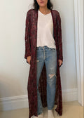 1980s - 1990s Burgundy Beaded Sequin Sheer Duster