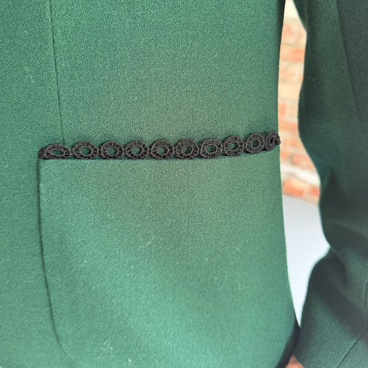 1990s Green Wool Jacket with Pearl Buttons