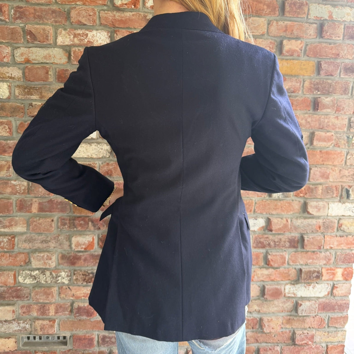 1980s - 1990s Polo Ralph Lauren Navy Wool Military Patch Blazer
