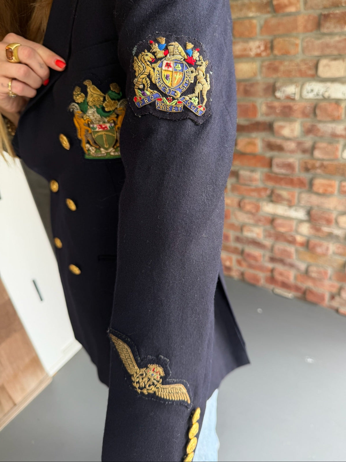 1980s - 1990s Polo Ralph Lauren Navy Wool Military Patch Blazer