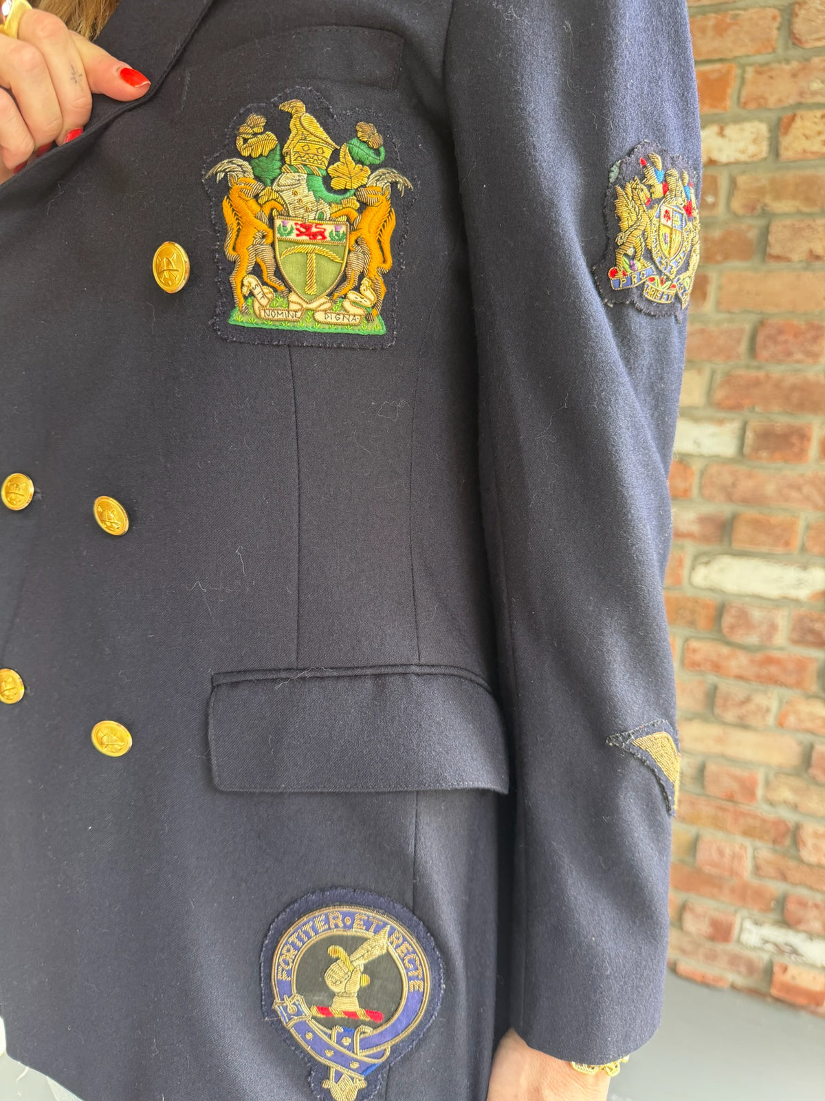 1980s - 1990s Polo Ralph Lauren Navy Wool Military Patch Blazer