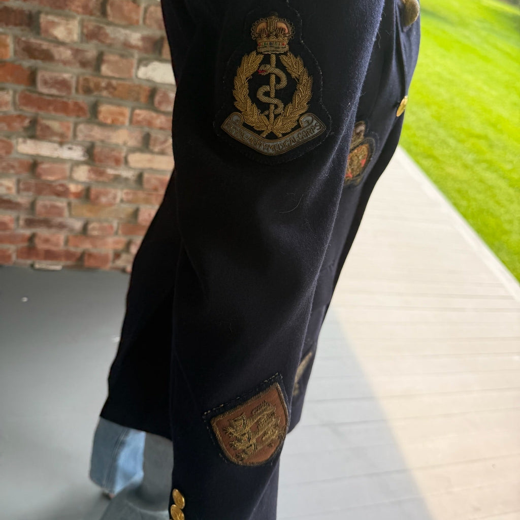 1980s - 1990s Polo Ralph Lauren Navy Wool Military Patch Blazer