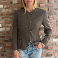 1980s Christian Dior Black and Brown Collarless Jacket