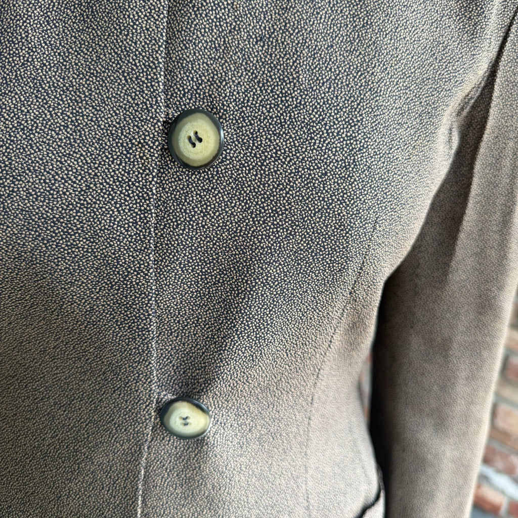 1980s Christian Dior Black and Brown Collarless Jacket