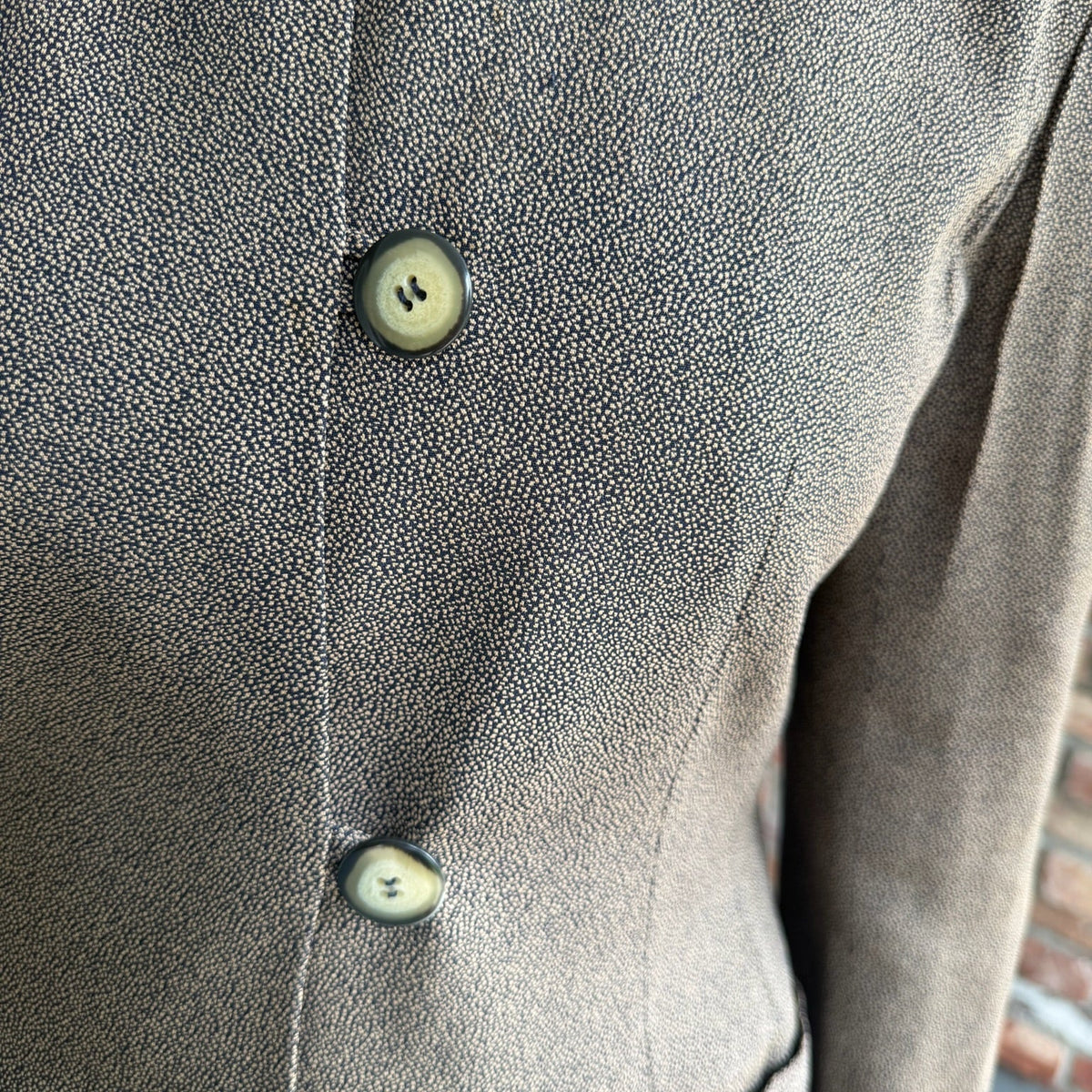1980s Christian Dior Black and Brown Collarless Jacket