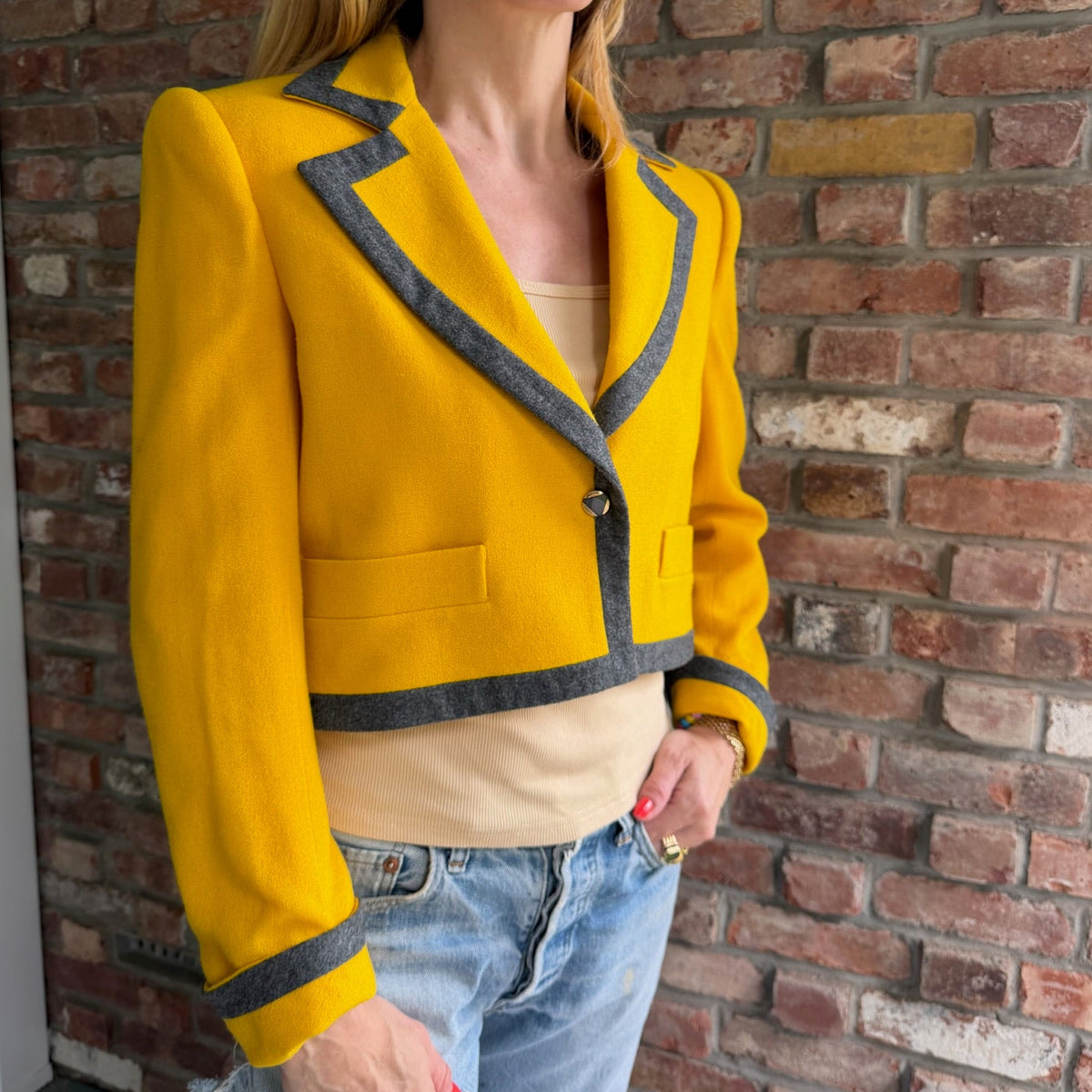 1980s Cropped Yellow Wool Jacket