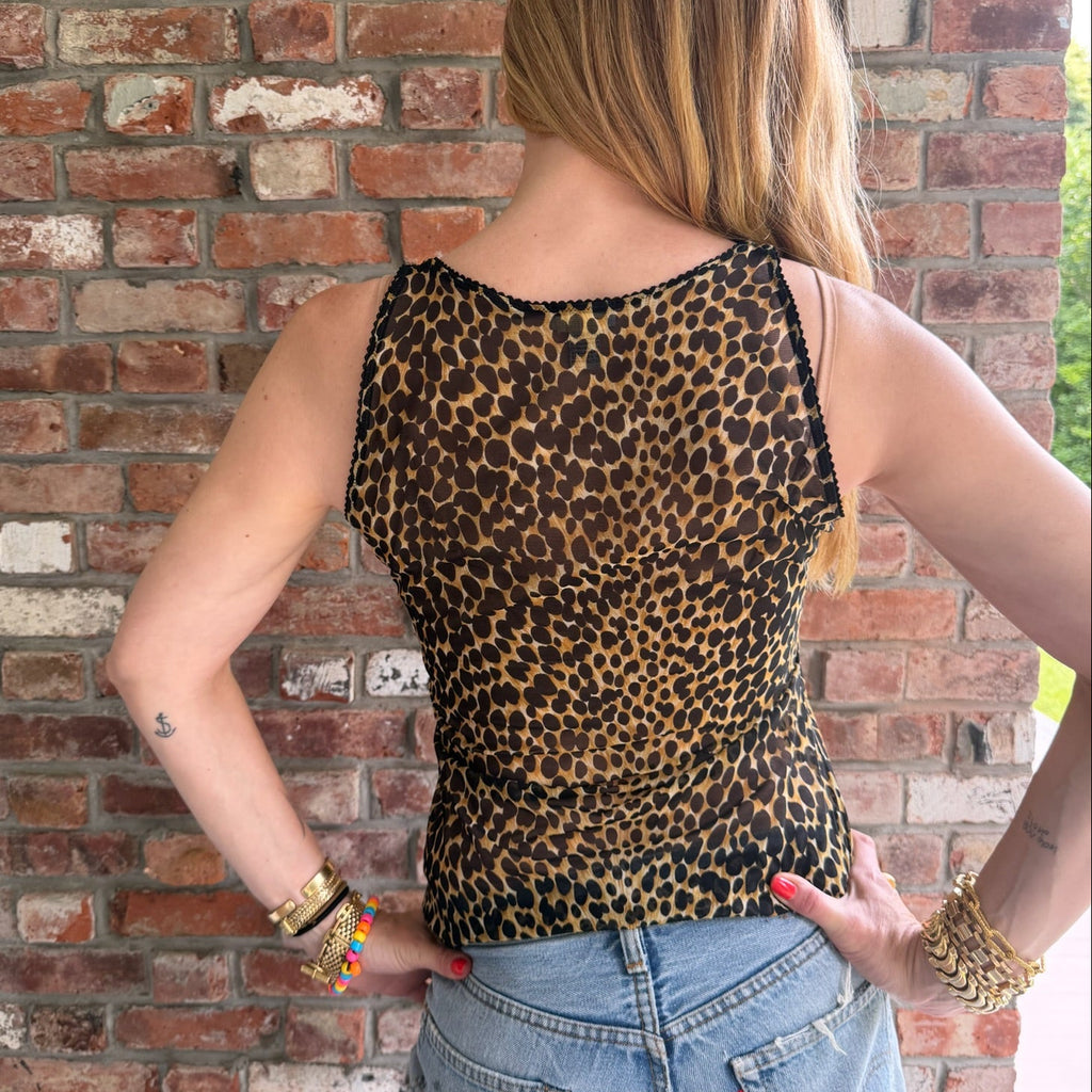 1990s Dolce & Gabbana Leopard Print Mesh Tank Top