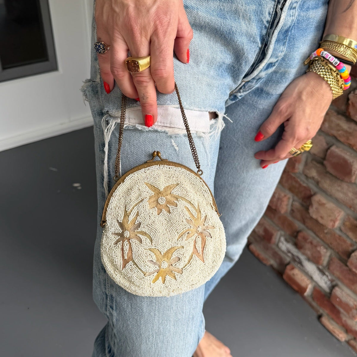1920s Floral Micro Beaded Evening Purse