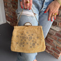 1950s - 1960s Gold Beaded Floral Evening Bag with Ornate Clasp