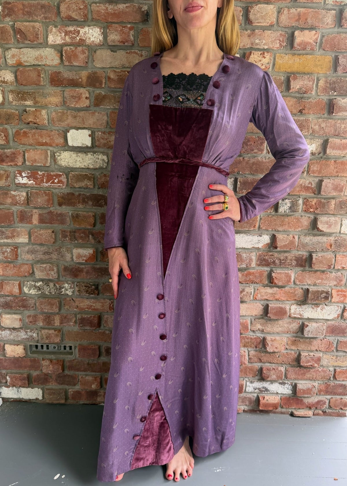 1920s Silk and Velvet Dress