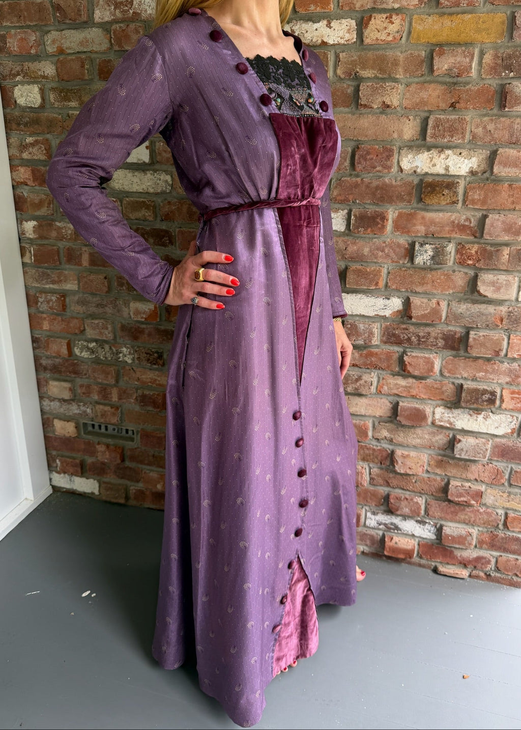 1920s Silk and Velvet Dress