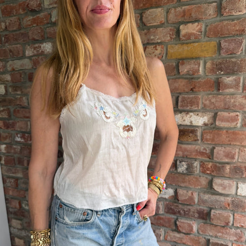 1930s Ivory Embroidered Lace Camisole Top