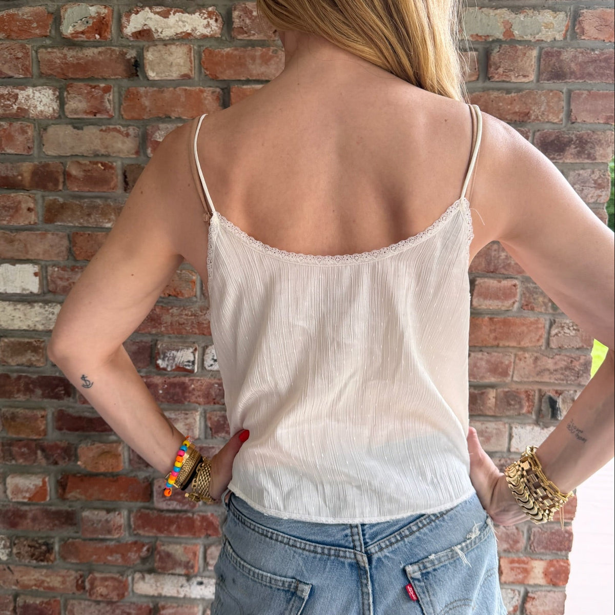 1930s Ivory Embroidered Lace Camisole Top