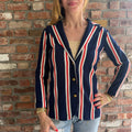1970s - 1980s Red White Blue Striped Knit Blazer Jacket