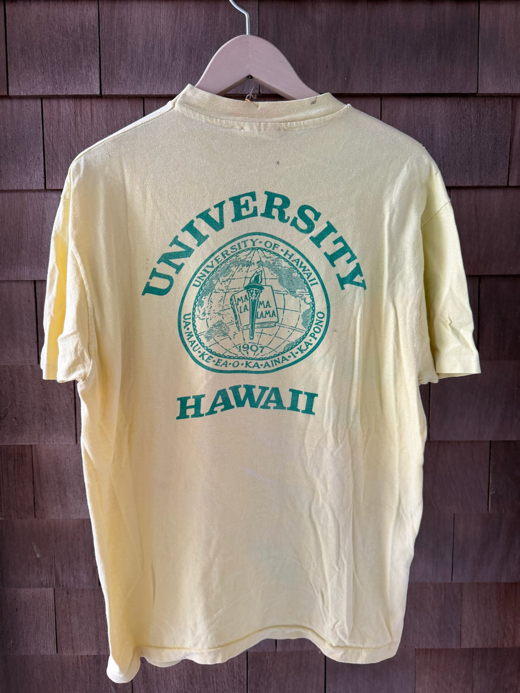 1990s University of Hawaii Pale Yellow T-Shirt