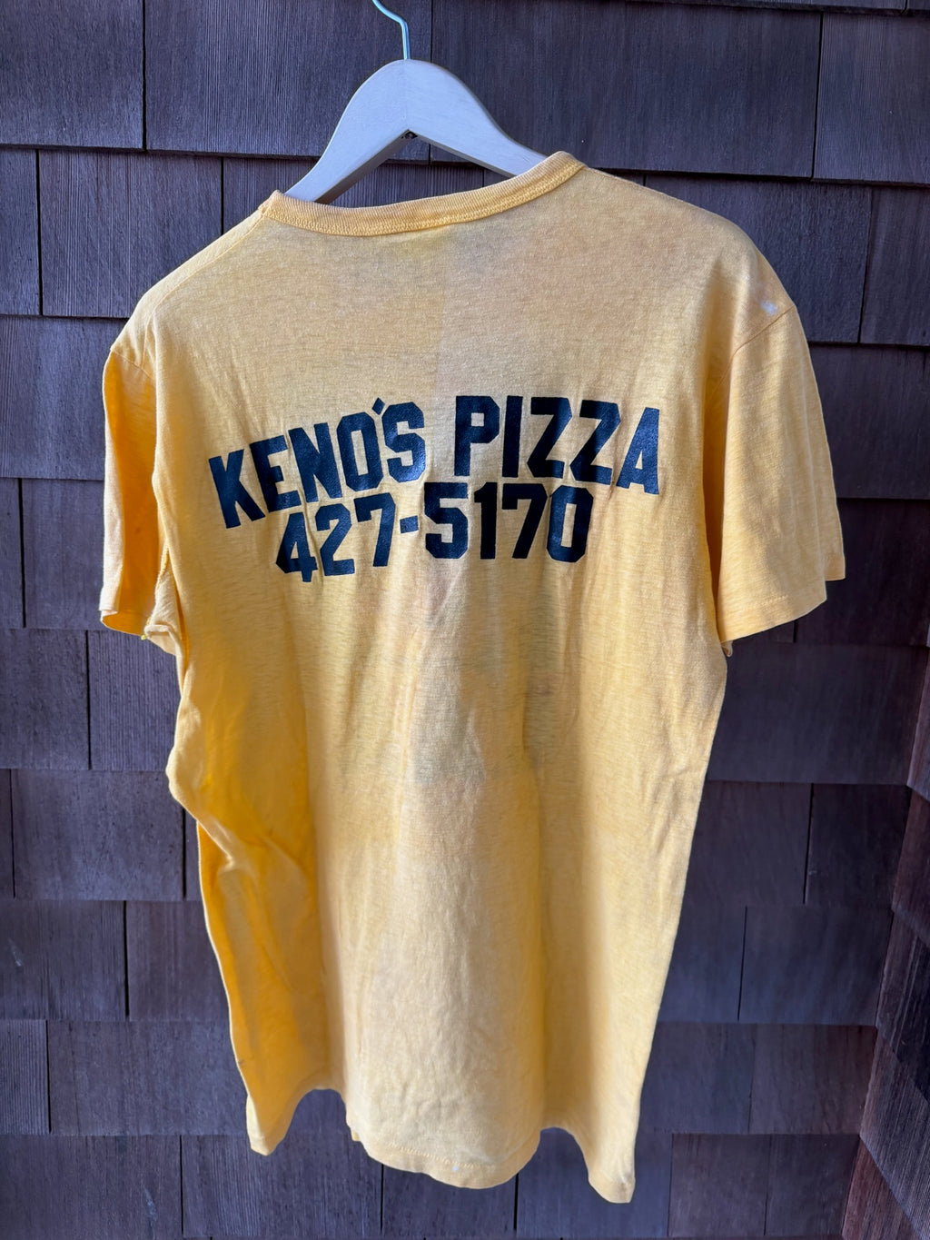 1970s - 1980s CAA Keno’s Pizza Yellow T-Shirt