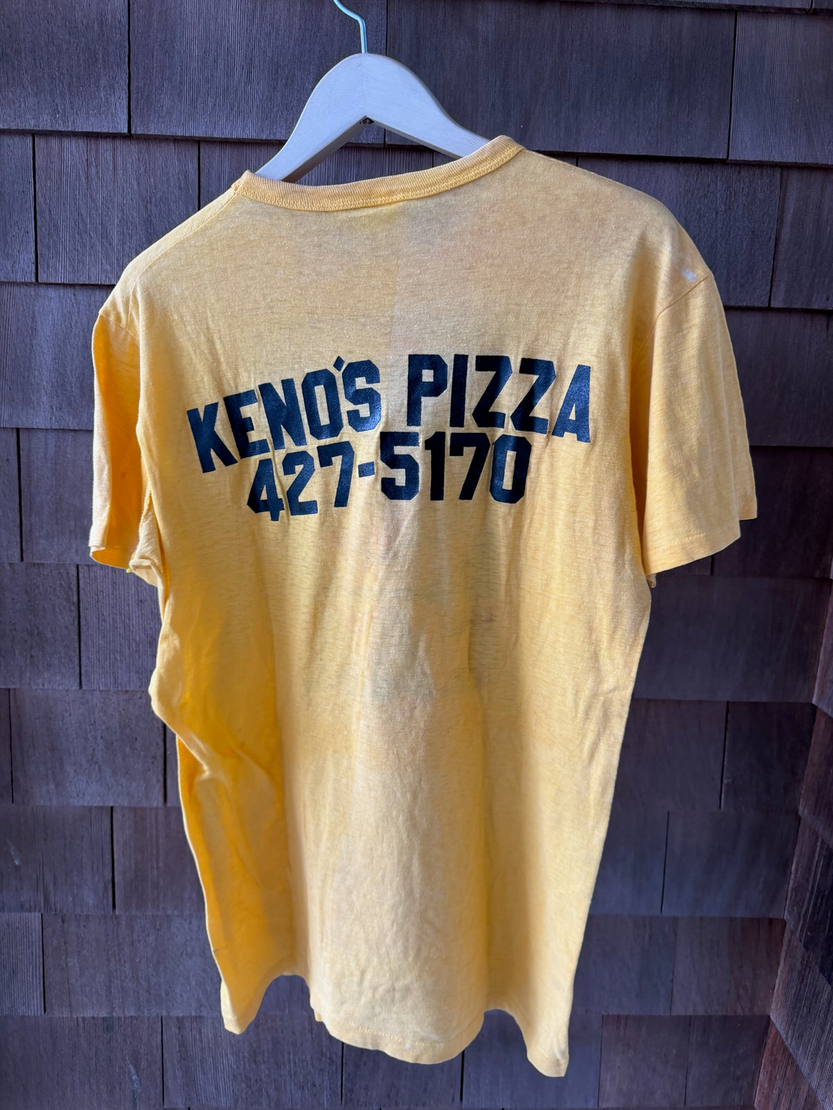 1970s - 1980s CAA Keno’s Pizza Yellow T-Shirt