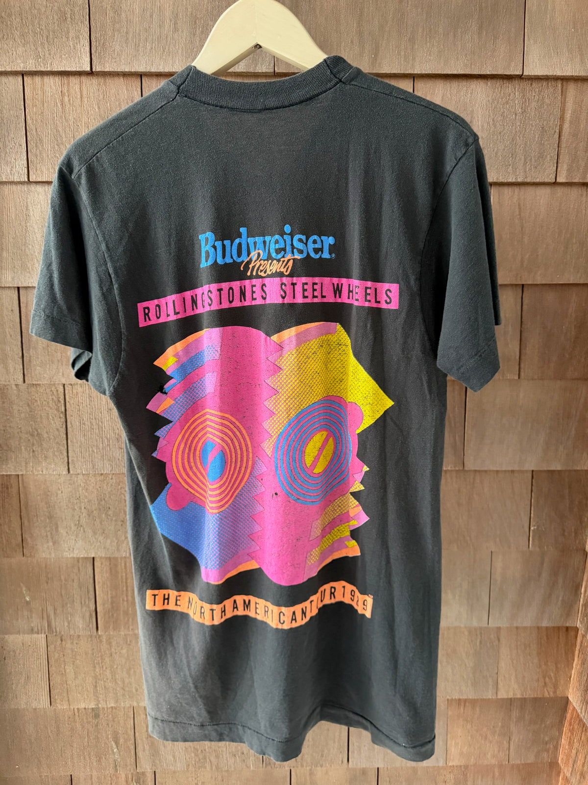 1989 Rolling Stones Double Sided Steel Wheels Tour Budweiser T-Shirt