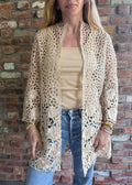 1990s Blush Floral Guipure Lace Duster Jacket