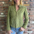 1980s - 1990s Green Suede Ruched Jacket