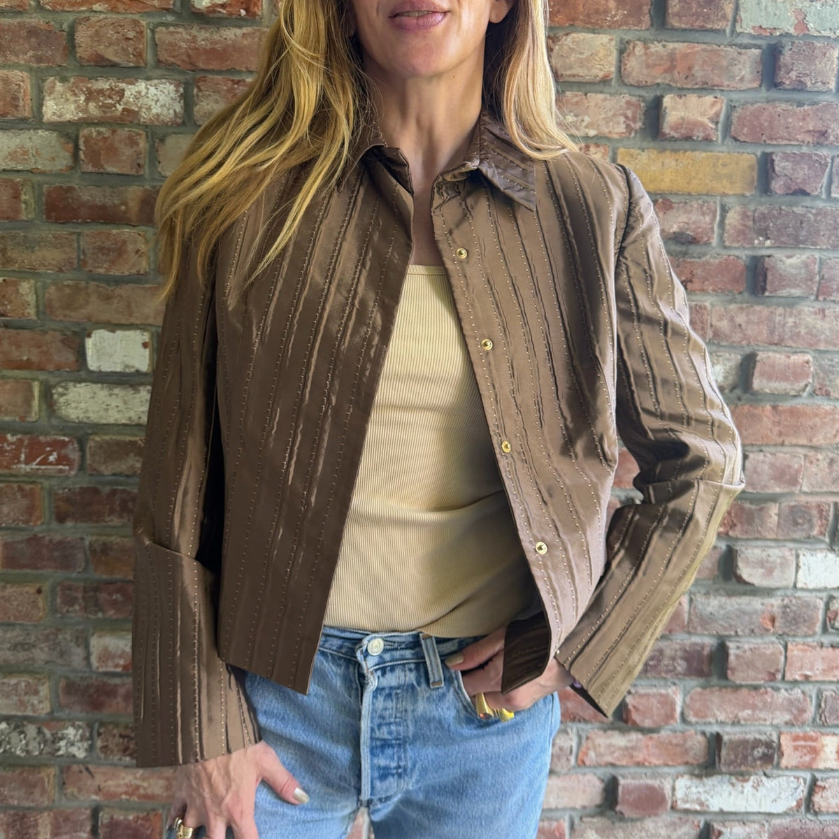 Valentino Roma Bronze Metallic Taffeta Coat