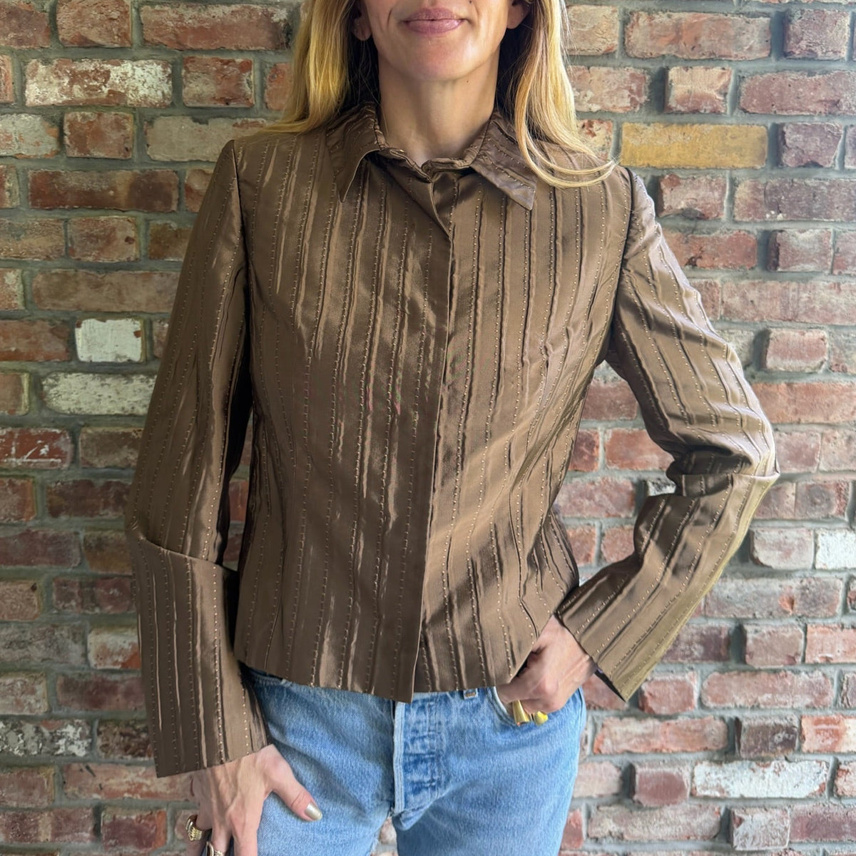 Valentino Roma Bronze Metallic Taffeta Coat