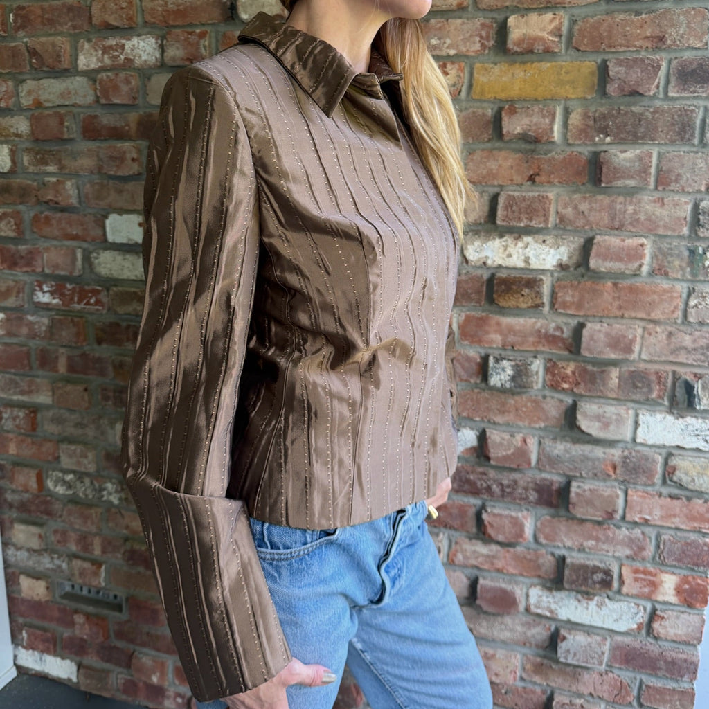 Valentino Roma Bronze Metallic Taffeta Coat