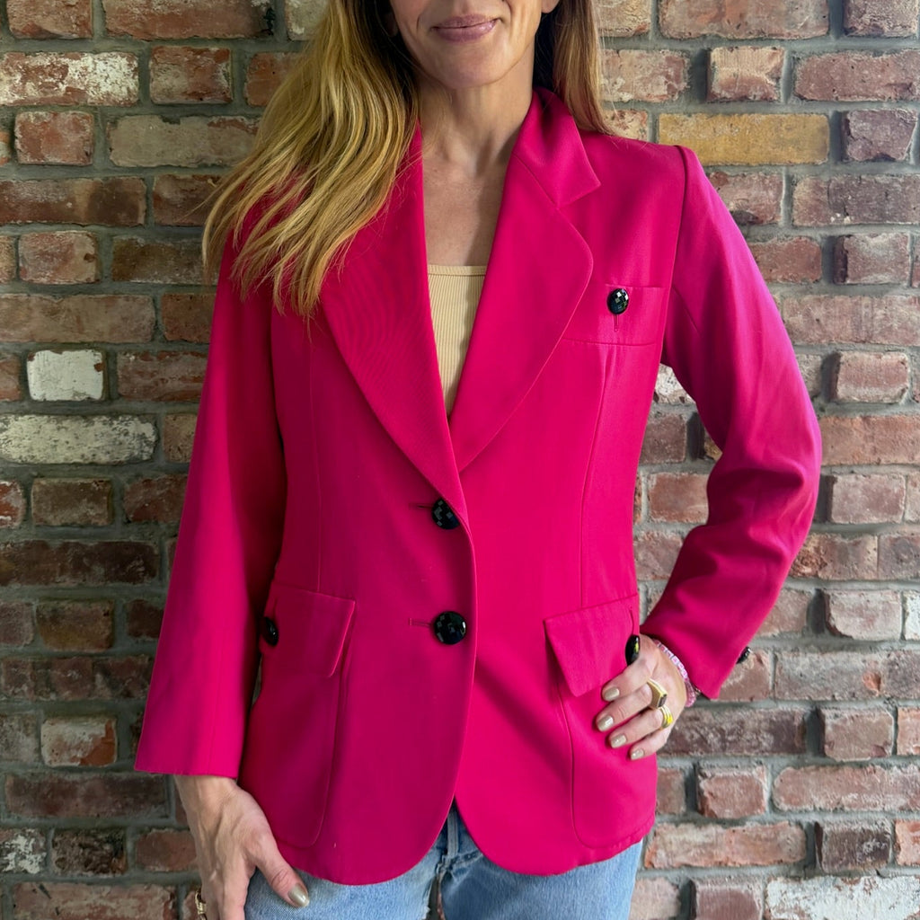 1980s Yves Saint Laurent Rive Gauche Hot Pink Blazer