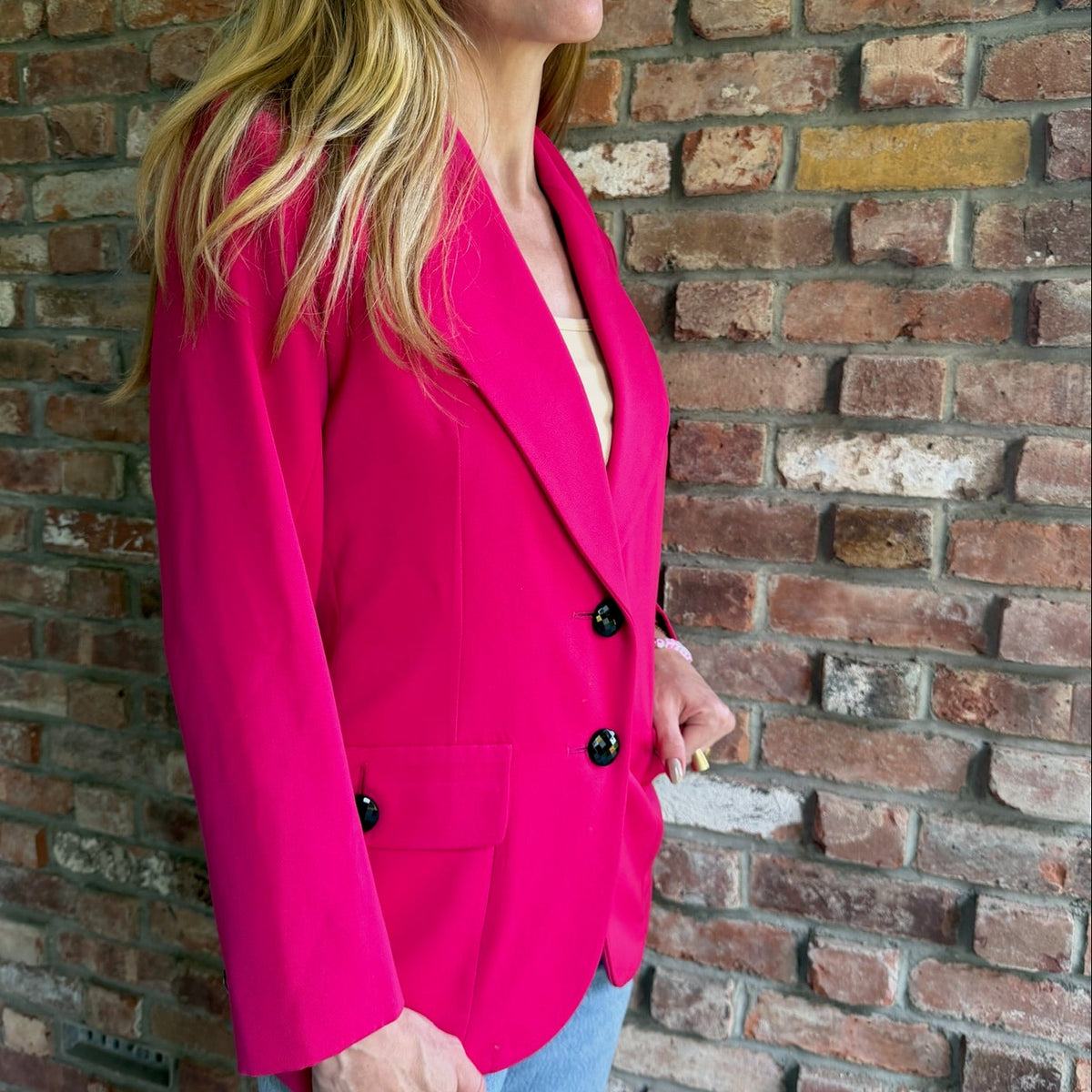 1980s Yves Saint Laurent Rive Gauche Hot Pink Blazer