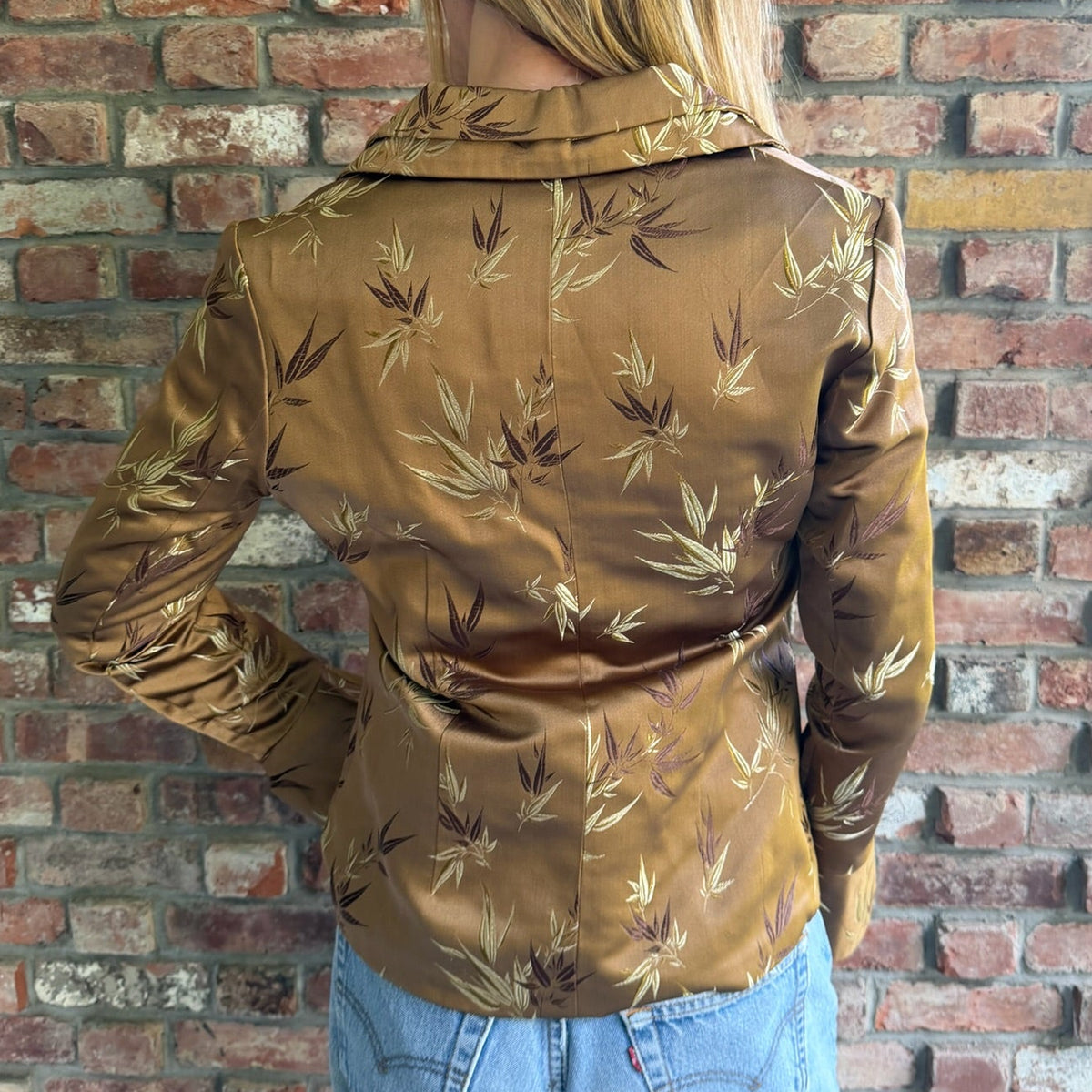 1990s Dragon Silk 100% Silk Embroidered Bamboo Frog Closure Jacket