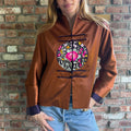 2000s Copper Satin Embroidered Mandarin Collar Jacket