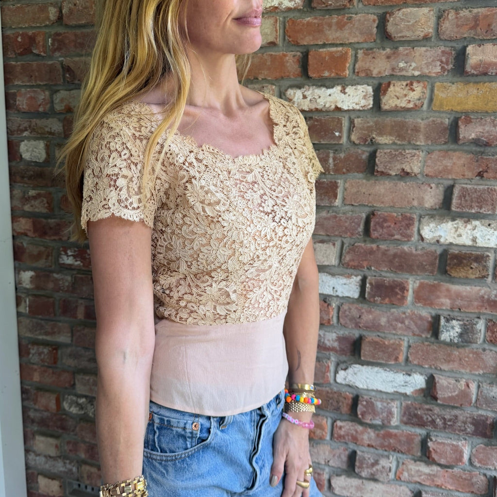 1980s - 1990s Ivory Lace Romantic Blouse
