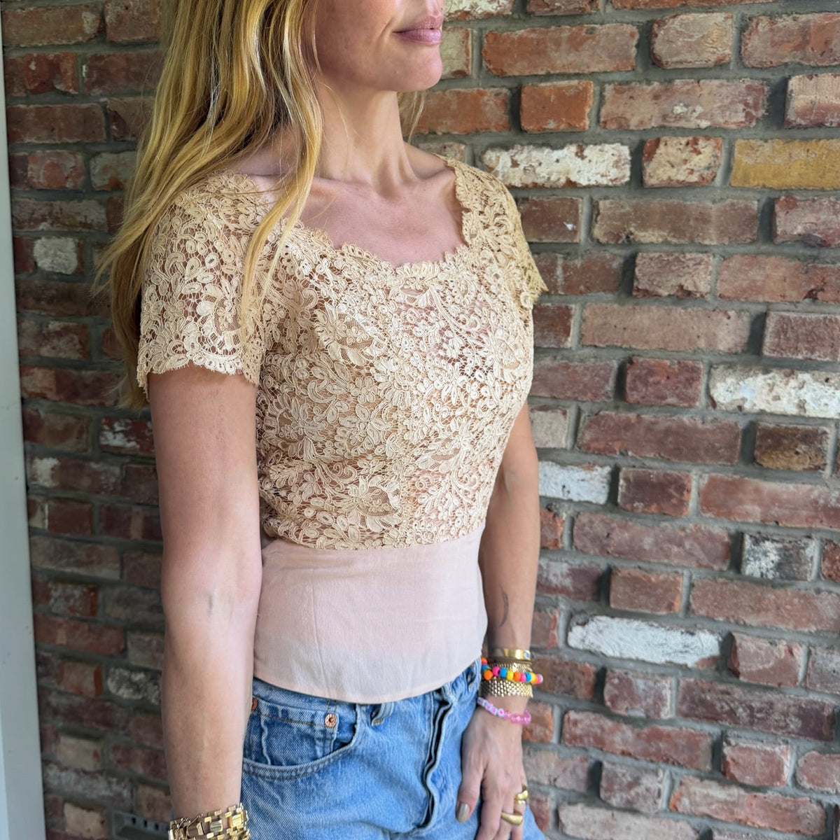 1980s - 1990s Ivory Lace Romantic Blouse