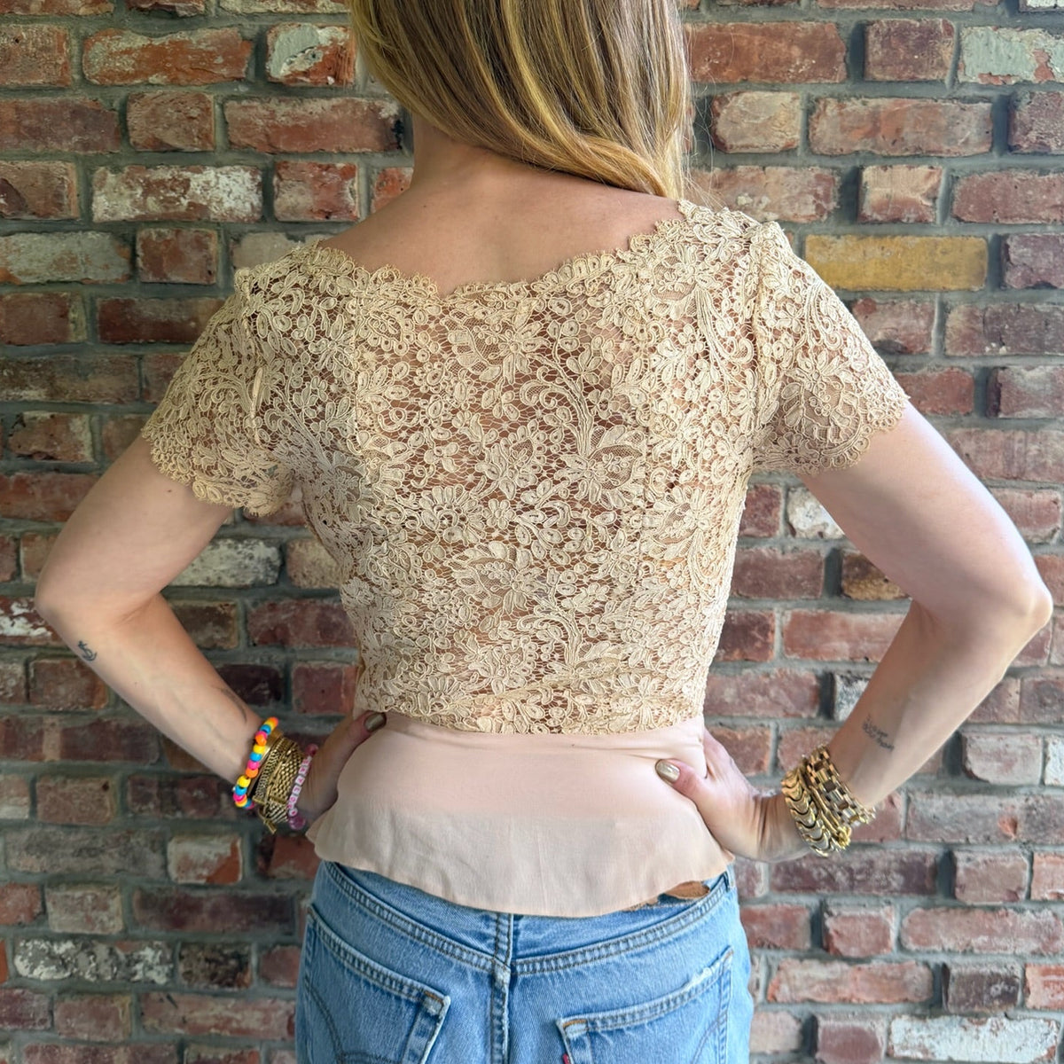 1980s - 1990s Ivory Lace Romantic Blouse