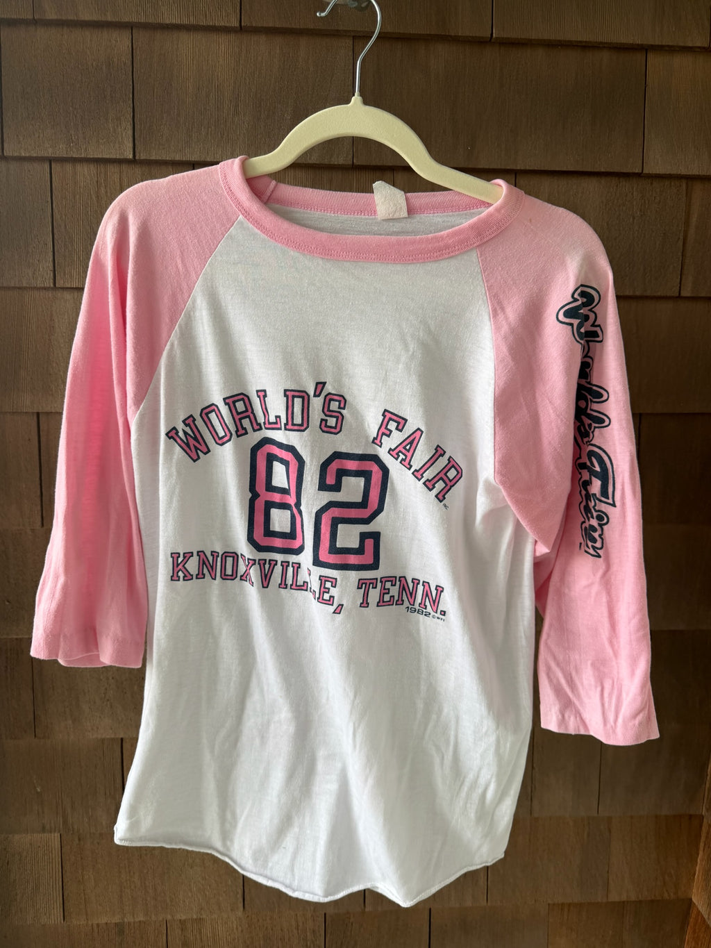 1982 Knoxville World’s Fair Pink Raglan Baseball Tee