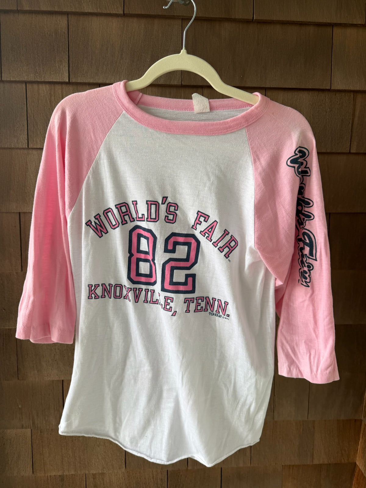 1982 Knoxville World’s Fair Pink Raglan Baseball Tee