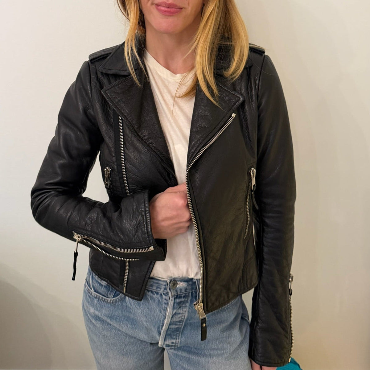 2000s Balenciaga Black Leather Moto Biker Jacket