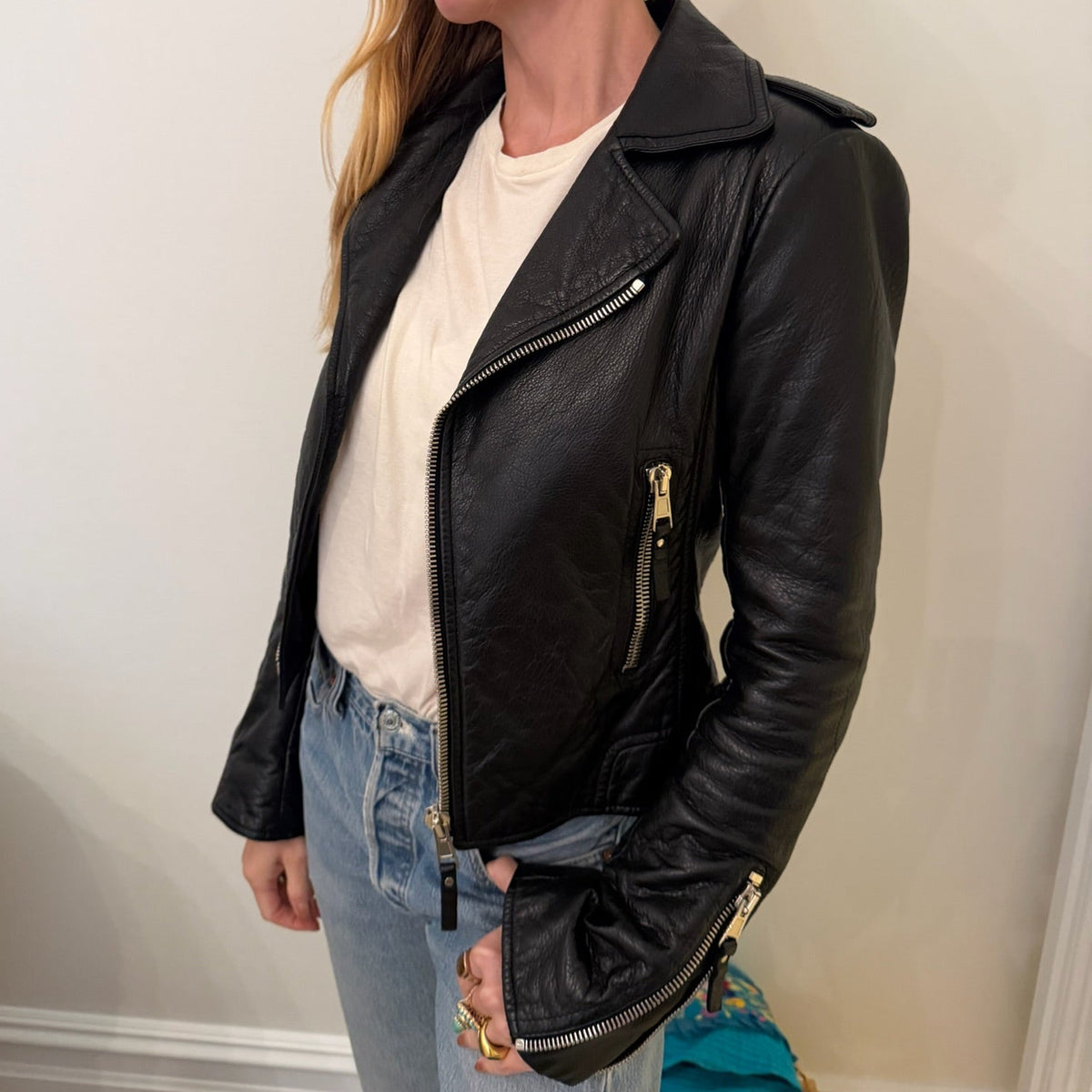 2000s Balenciaga Black Leather Moto Biker Jacket