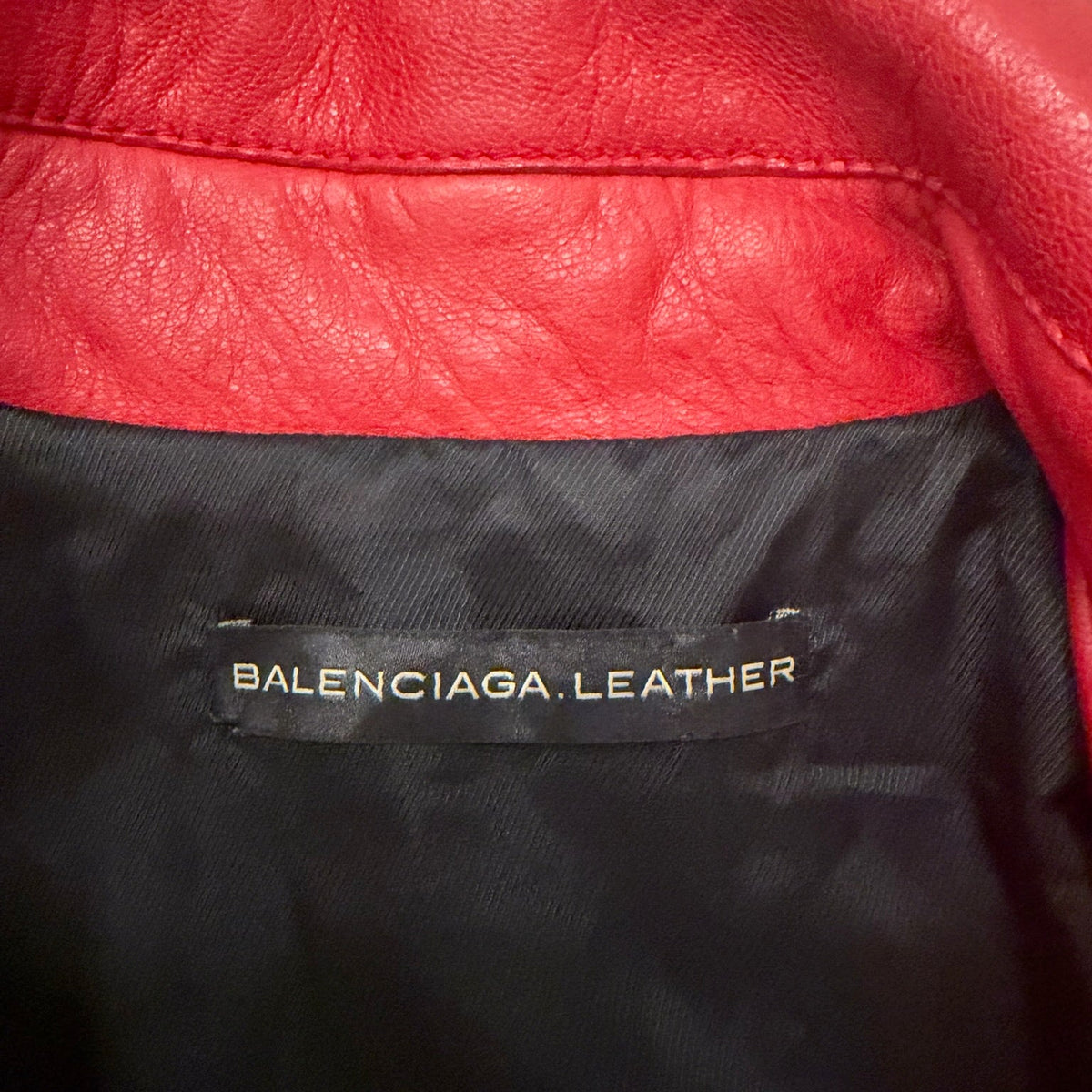 2000s Balenciaga Red Leather Moto Biker Jacket
