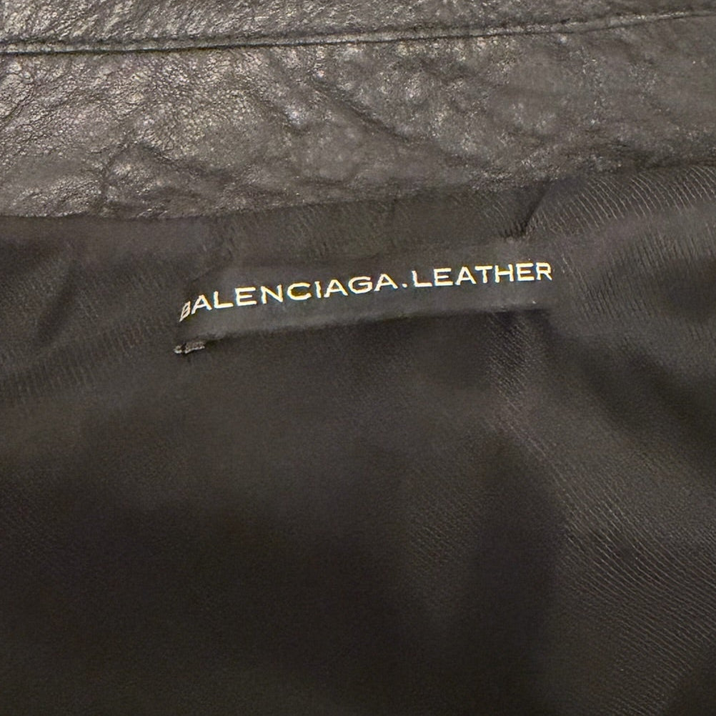 2000s Balenciaga Black Leather Moto Biker Jacket