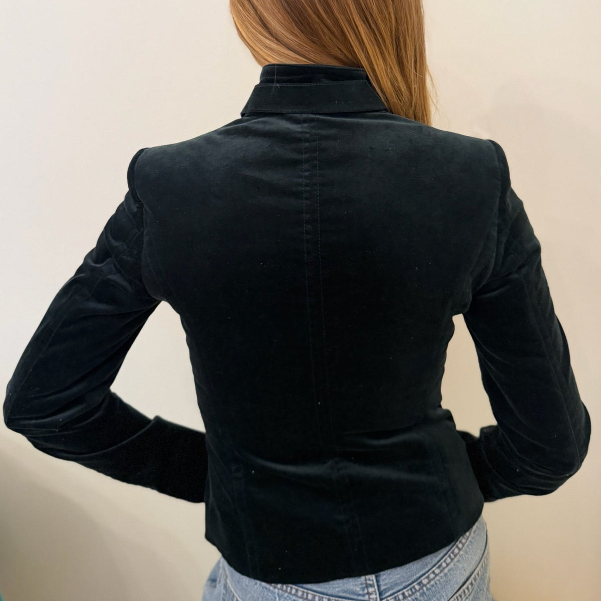 1990s-2000s Gucci Tom Ford Era Deep Forest Green Velvet Horsebit Chain Jacket
