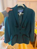 1990s Thierry Mugler Paris Teal Wool Sculptural Blazer