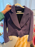 1980s-1990s Yves Saint Laurent Purple Ribbed Twill Cropped Blazer