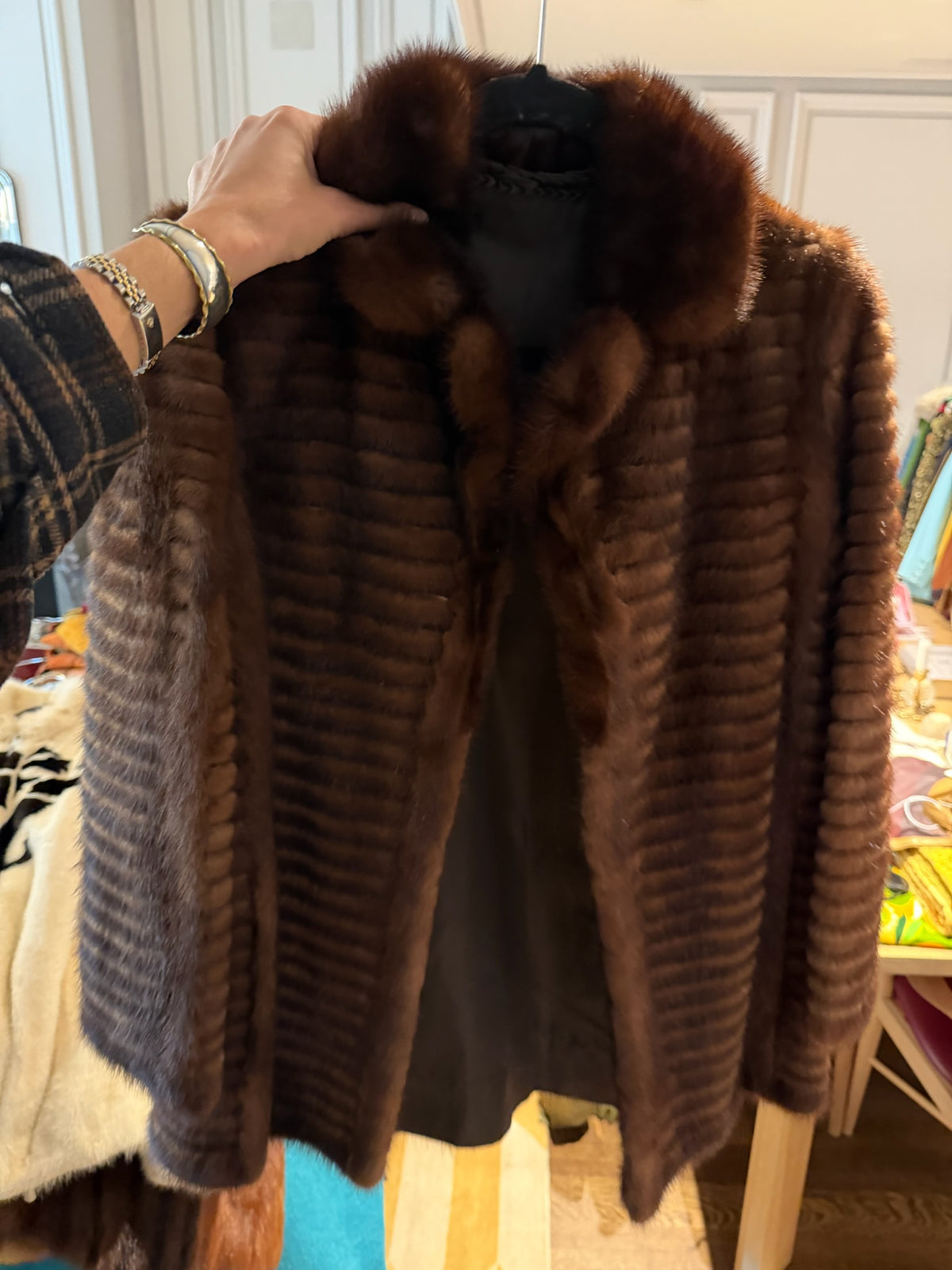 1980s Mahogany Grooved Mink Jacket