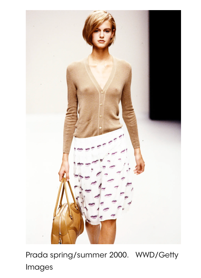 2000 Prada Lips Print Pleated Skirt